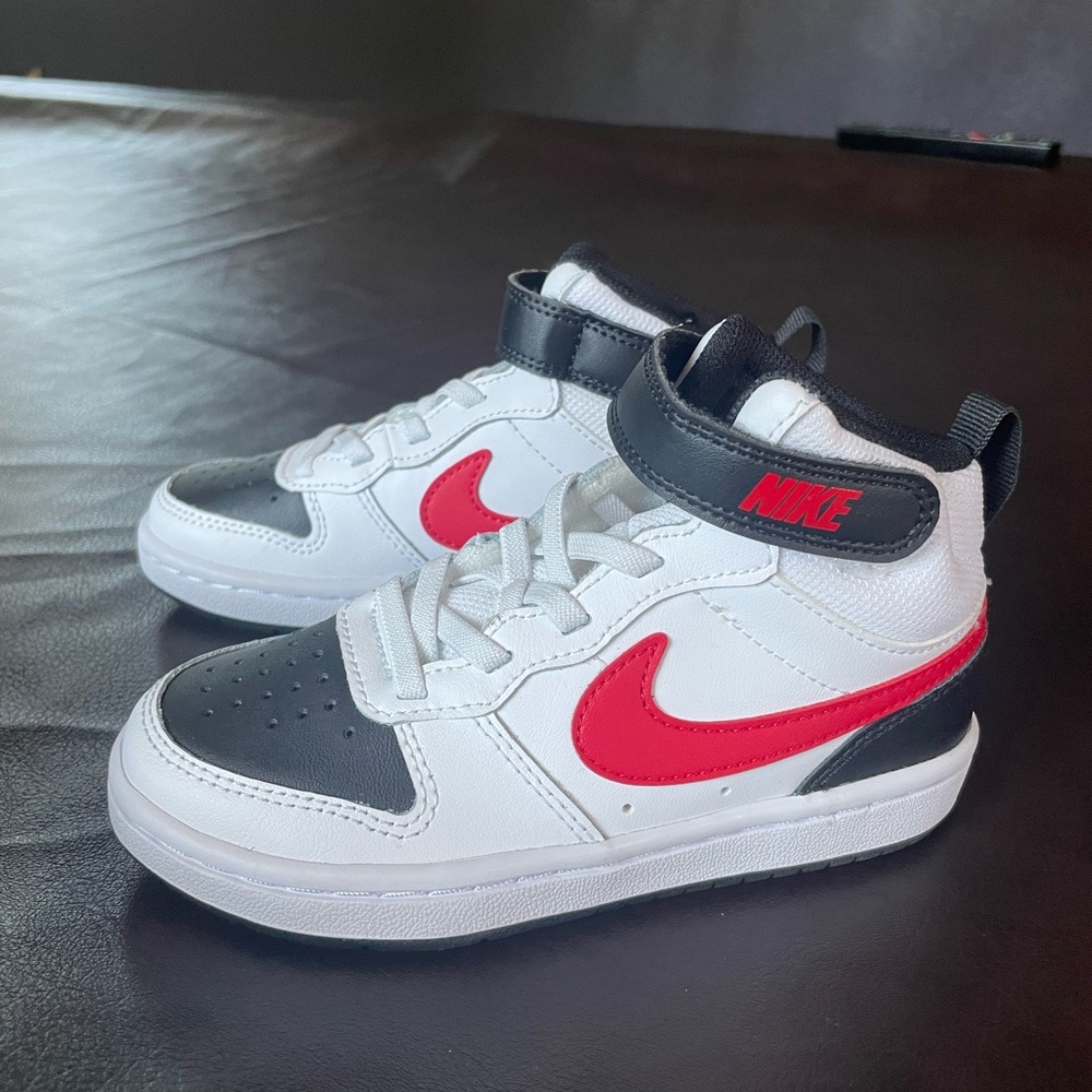 Nike Red and Black High-Top Sneakers with Velcro Strap